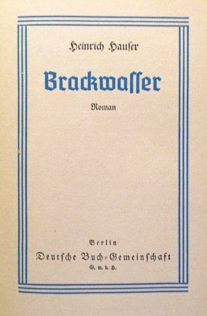 Heinrich Hauser (1901 – 1955) und sein Roman „Brackwasser“